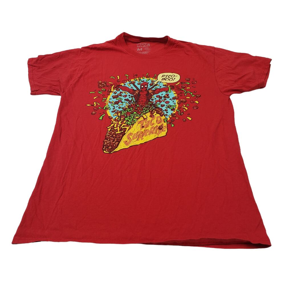 Marvel Deadpool Shirt Men Medium Lootcrate Taco Surprise Red Short Sleeve Top